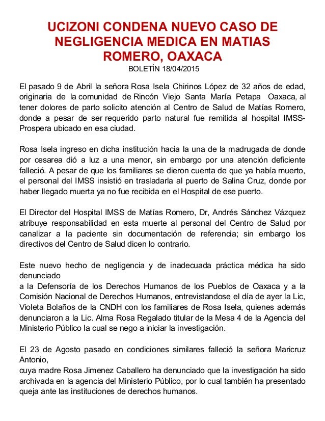 UCIZONI CONDENA NUEVO CASO DE NEGLIGENCIA MEDICA EN MATIAS