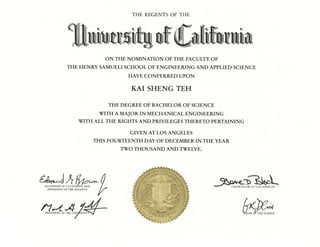 UCLA Bachelor of Science in Mechanical Engineering
