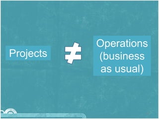 21
Projects
Operations
(business
as usual)
 