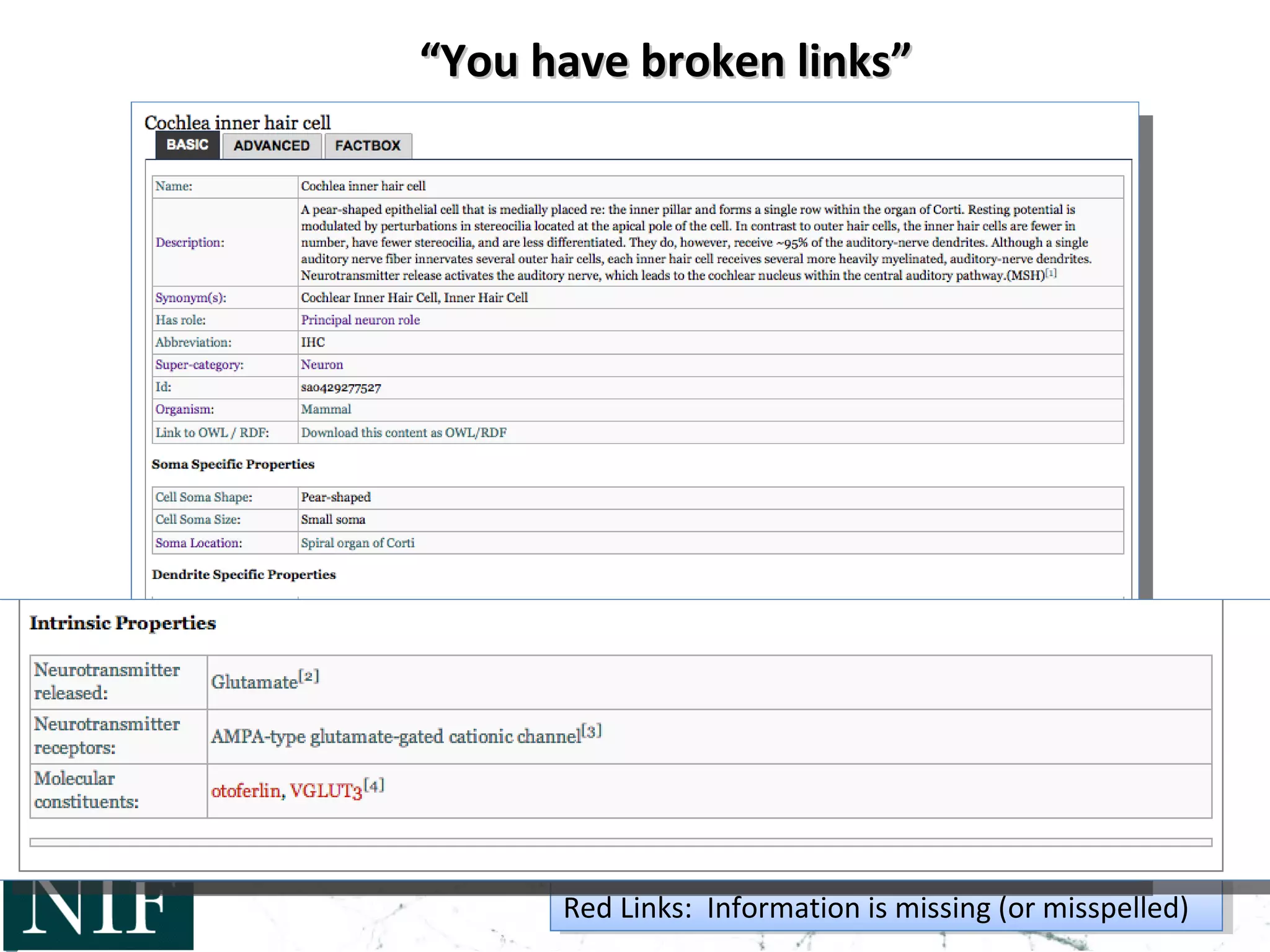 ““You have broken links”You have broken links”
Red Links: Information is missing (or misspelled)Red Links: Information is missing (or misspelled)
 