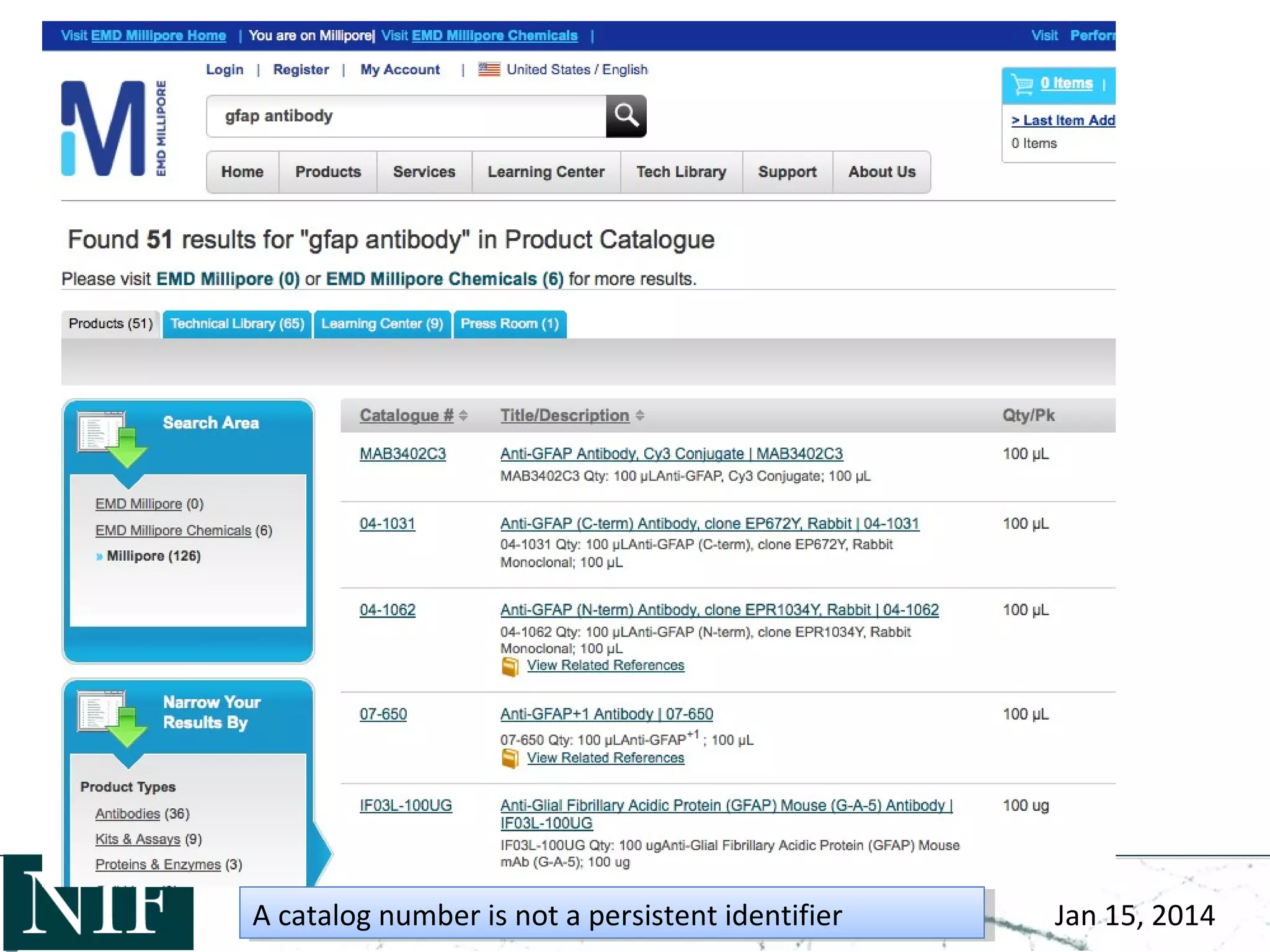 Jan 15, 2014A catalog number is not a persistent identifierA catalog number is not a persistent identifier
 