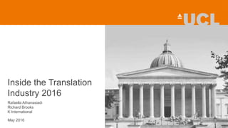 GAJAH ANNUAL REPORT 2015 | 1
Inside the Translation
Industry 2016
Rafaella Athanasiadi
Richard Brooks
K International
May 2016
 