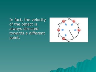 In fact, the velocity of the object is always directed towards a different point.  