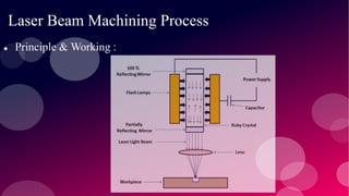 Laser Beam Machining Process
 Principle & Working :
 