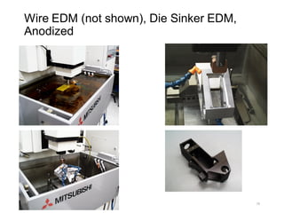 Wire EDM (not shown), Die Sinker EDM,
Anodized
38
 