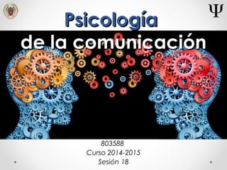 PsicologíaPsicología
de la comunicaciónde la comunicación
803588
Curso 2014-2015
Sesión 18
 