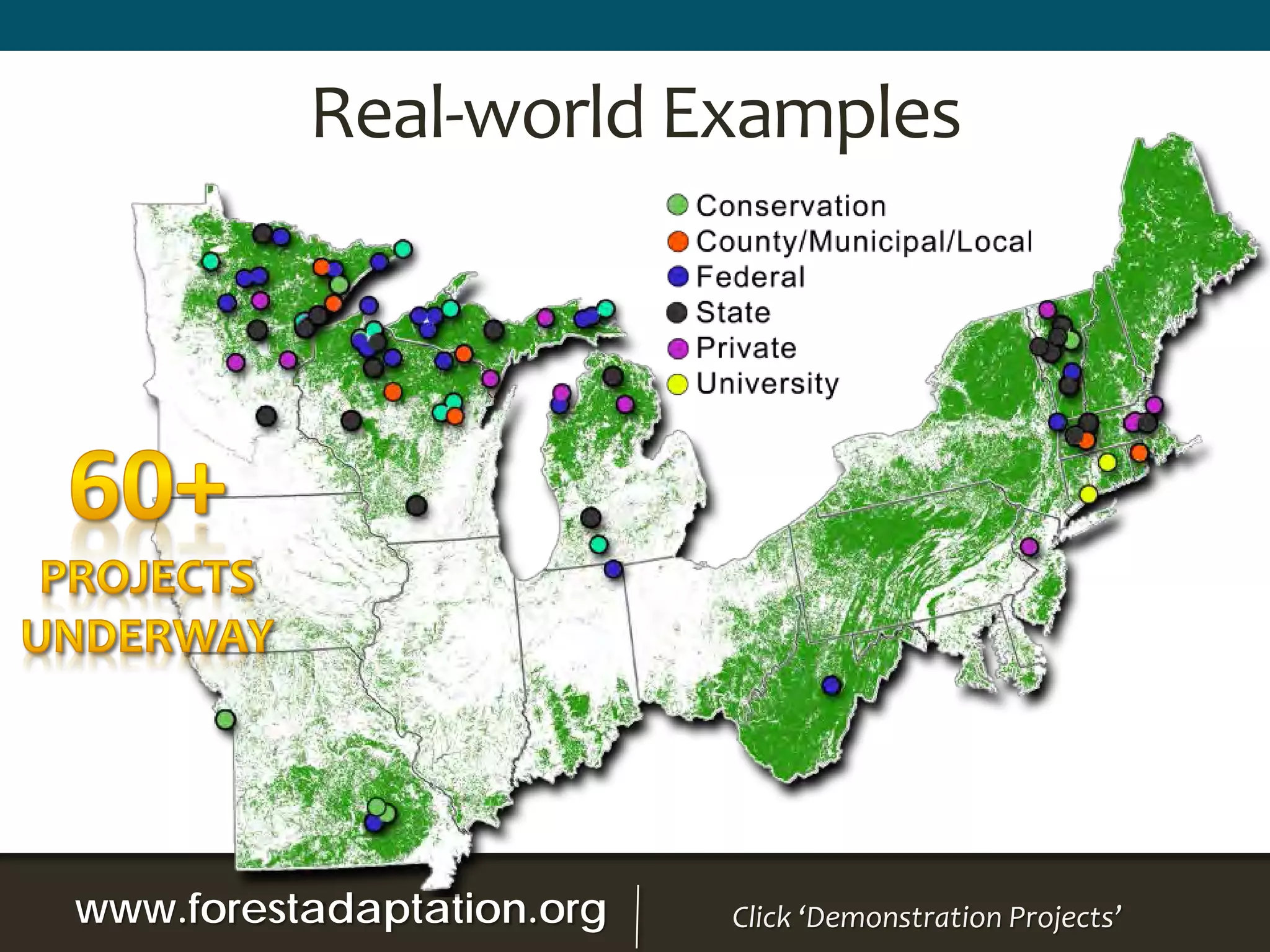 Real-world Examples
www.forestadaptation.org Click ‘Demonstration Projects’
 