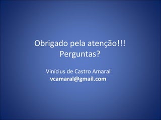 Obrigado pela atenção!!! Perguntas? Vinícius de Castro Amaral [email_address] 
