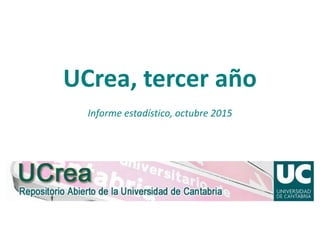UCrea, tercer año
Informe estadístico, octubre 2015
 