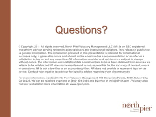 Participant Fee DisclosuresWhat to look for…A review of what will be disclosed:Administrative ExpensesAdministrative fees include costs for general plan services such as recordkeeping, legal and accounting. Method (per participant or asset based)Investment BenchmarkingInvestment Turnover …the percentage a fund manager turns over their portfolio holdings each year