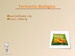 Fermento Biológico Seco (Liofilizado): x Kg Fresco: x-20%x Kg Prof. Andretty Coimbra 
