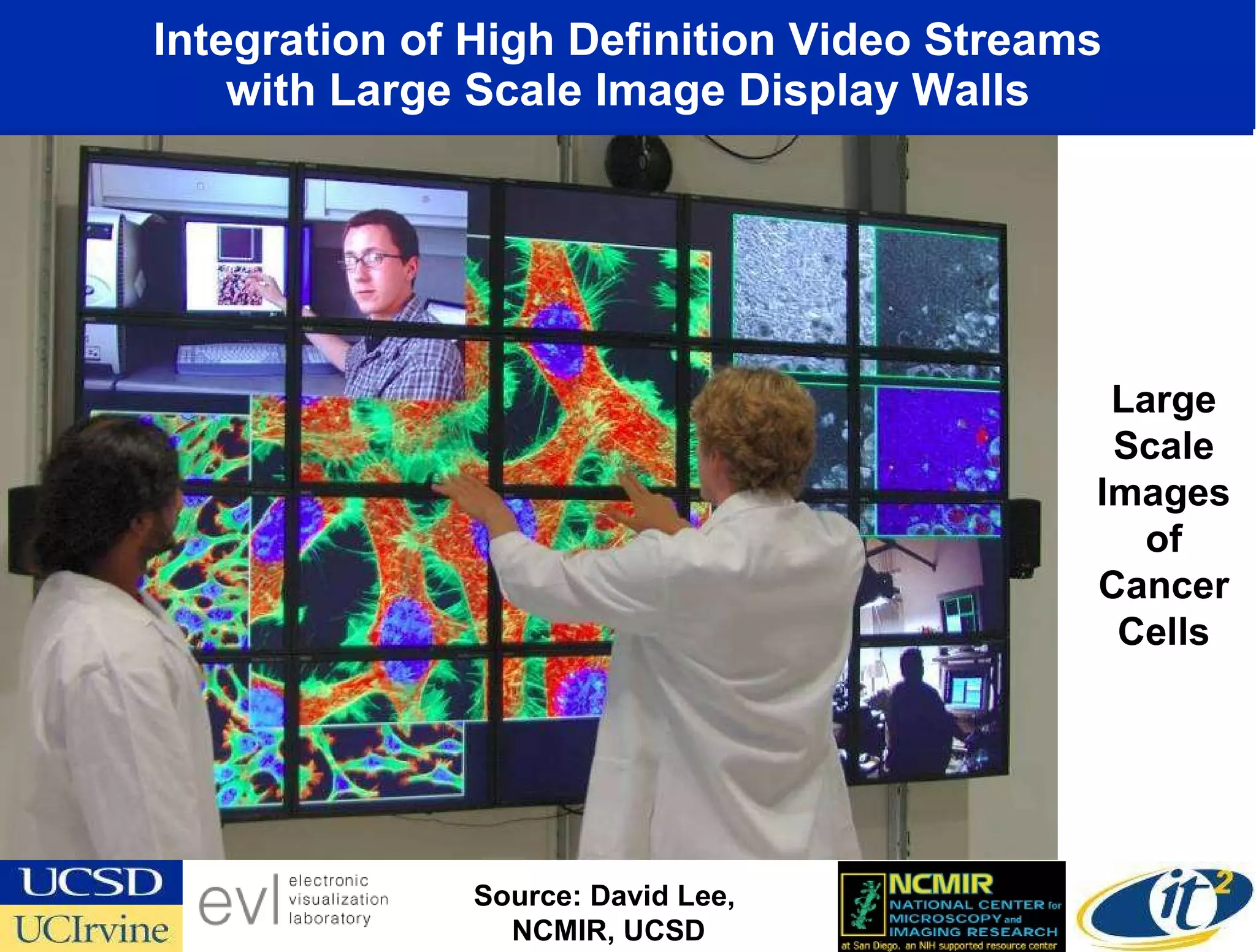 Integration of High Definition Video Streams with Large Scale Image Display Walls Source: David Lee,  NCMIR, UCSD Large Scale Images of Cancer Cells 
