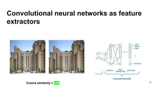 Convolutional neural networks as feature
extractors
30
Cosine similarity = 0.99
 