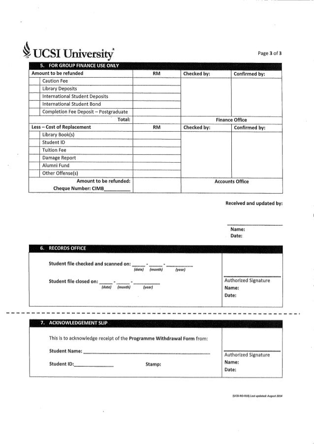 Withdrawal form