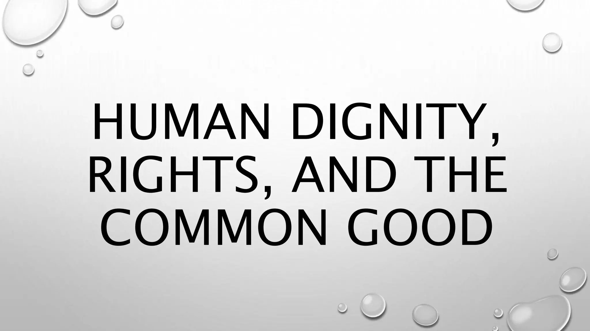 HUMAN DIGNITY,
RIGHTS, AND THE
COMMON GOOD
 