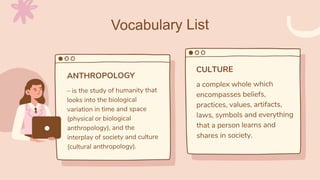 UCSP Lesson 1: Anthropology and the Study of Culture | PPTX