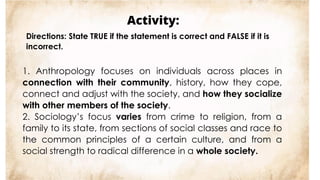 UCSP Lesson Quarter 1 Week 1. Anthropology, Sociology, Political ...