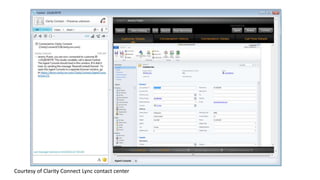 Courtesy of Clarity Connect Lync contact center
 