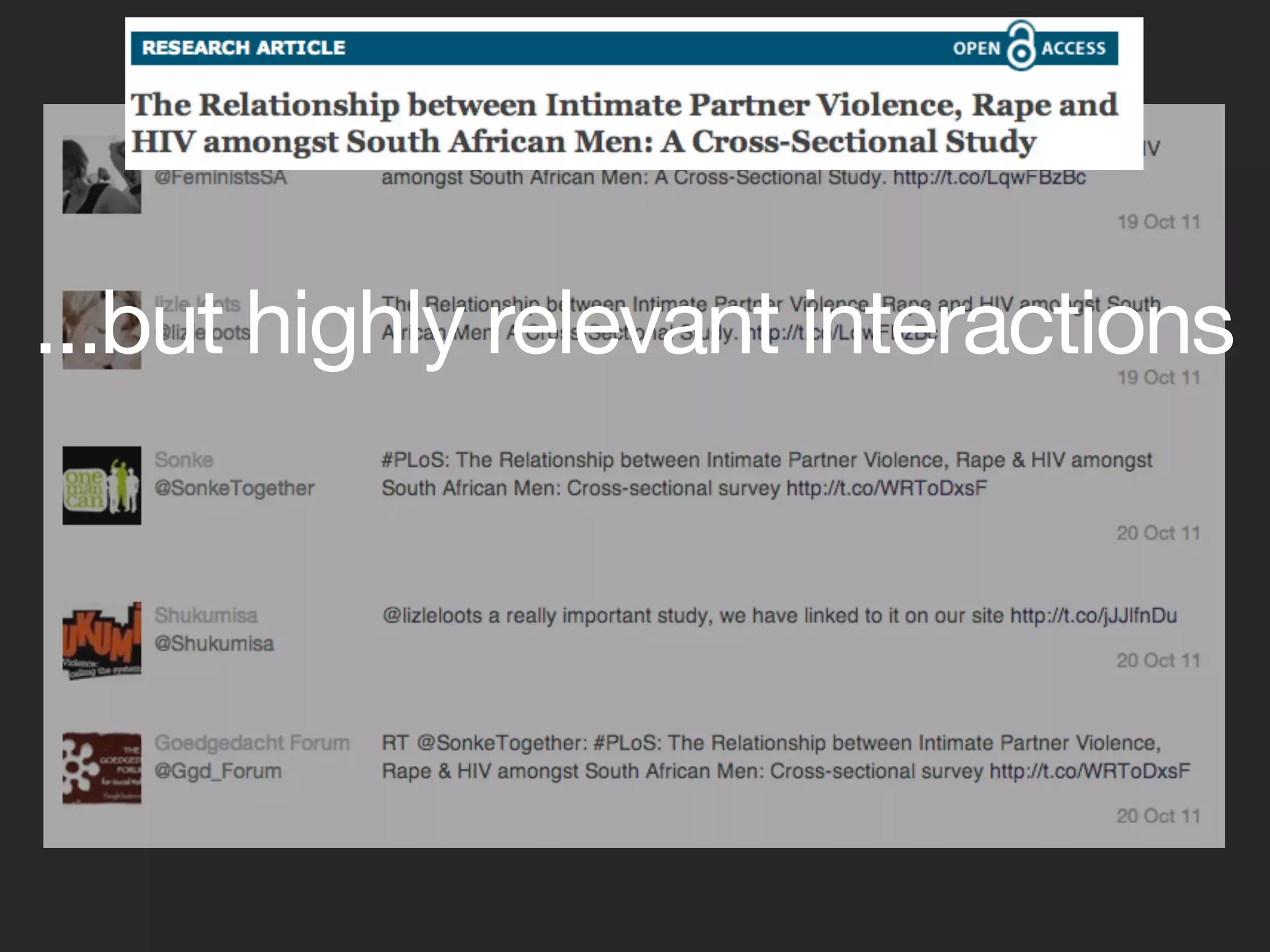 ...but highly relevant interactions
 