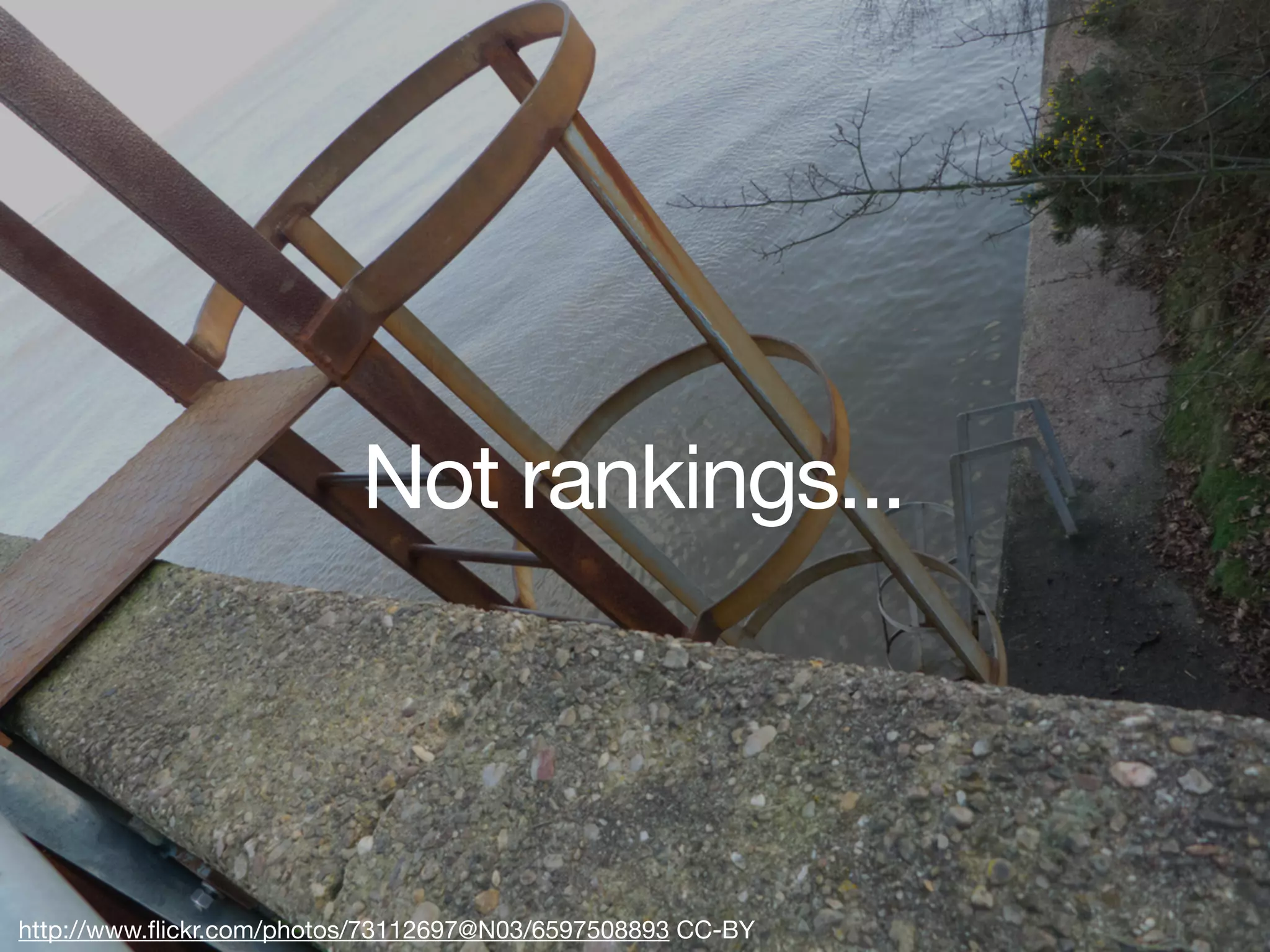 Not rankings...



http://www.ﬂickr.com/photos/73112697@N03/6597508893 CC-BY
 