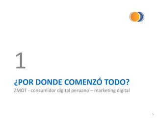¿POR DONDE COMENZÓ TODO?
ZMOT - consumidor digital peruano – marketing digital
1
5
 