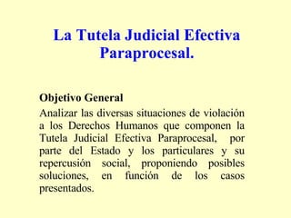 La Tutela Judicial Efectiva Paraprocesal. ,[object Object],[object Object]