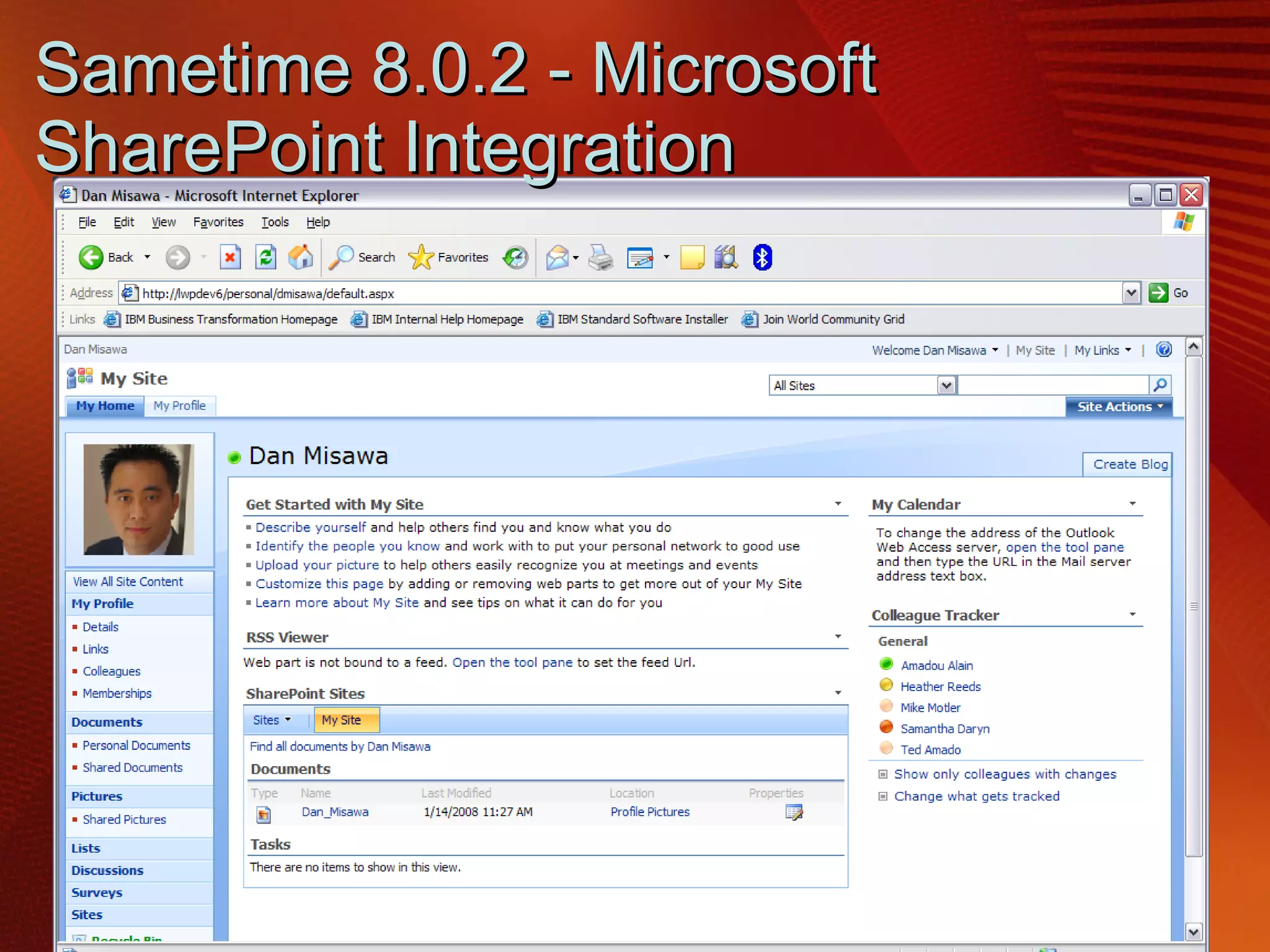 Sametime 8.0.2 - Microsoft SharePoint Integration 