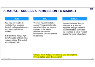 16
© Numenor, 2021
7. MARKET ACCESS & PERMISSION TO MARKET
Can you prove that you can back up your assumptions
through act...