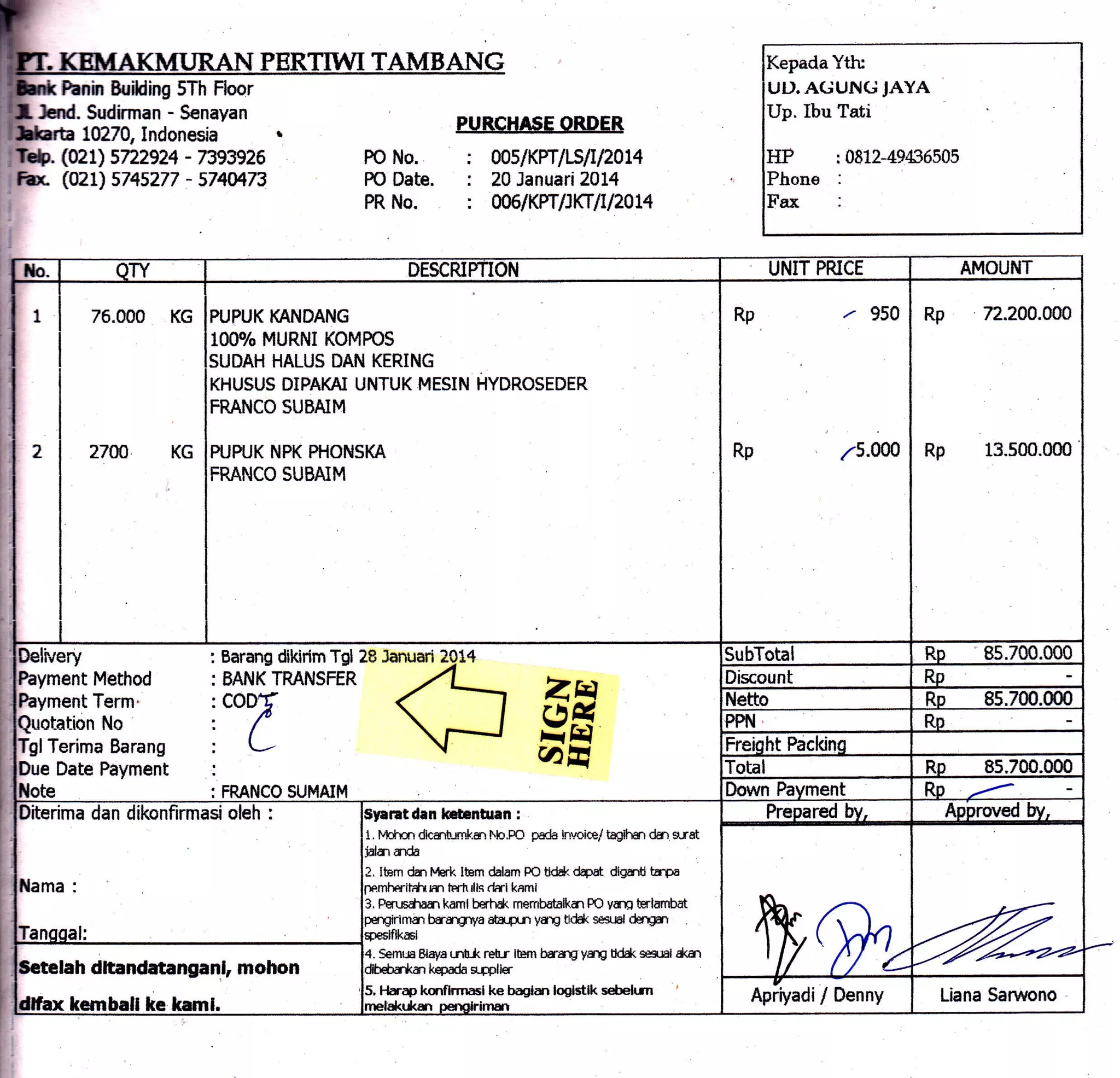 Ud. agung jaya kpt 005 | PDF