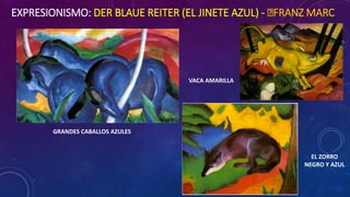 EXPRESIONISMO: DER BLAUE REITER (EL JINETE AZUL) - FRANZ MARC
GRANDES CABALLOS AZULES
VACA AMARILLA
EL ZORRO
NEGRO Y AZUL
 