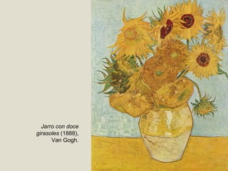 Jarro con doce
girasoles (1888),
Van Gogh.
 