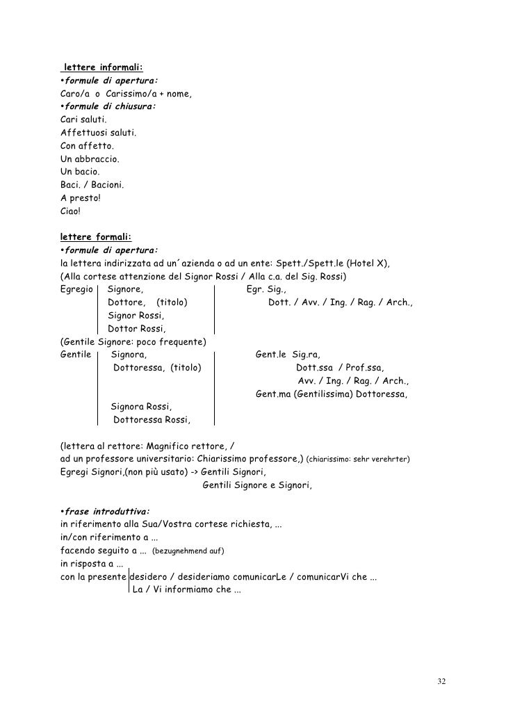 Lettera formale ad un professore