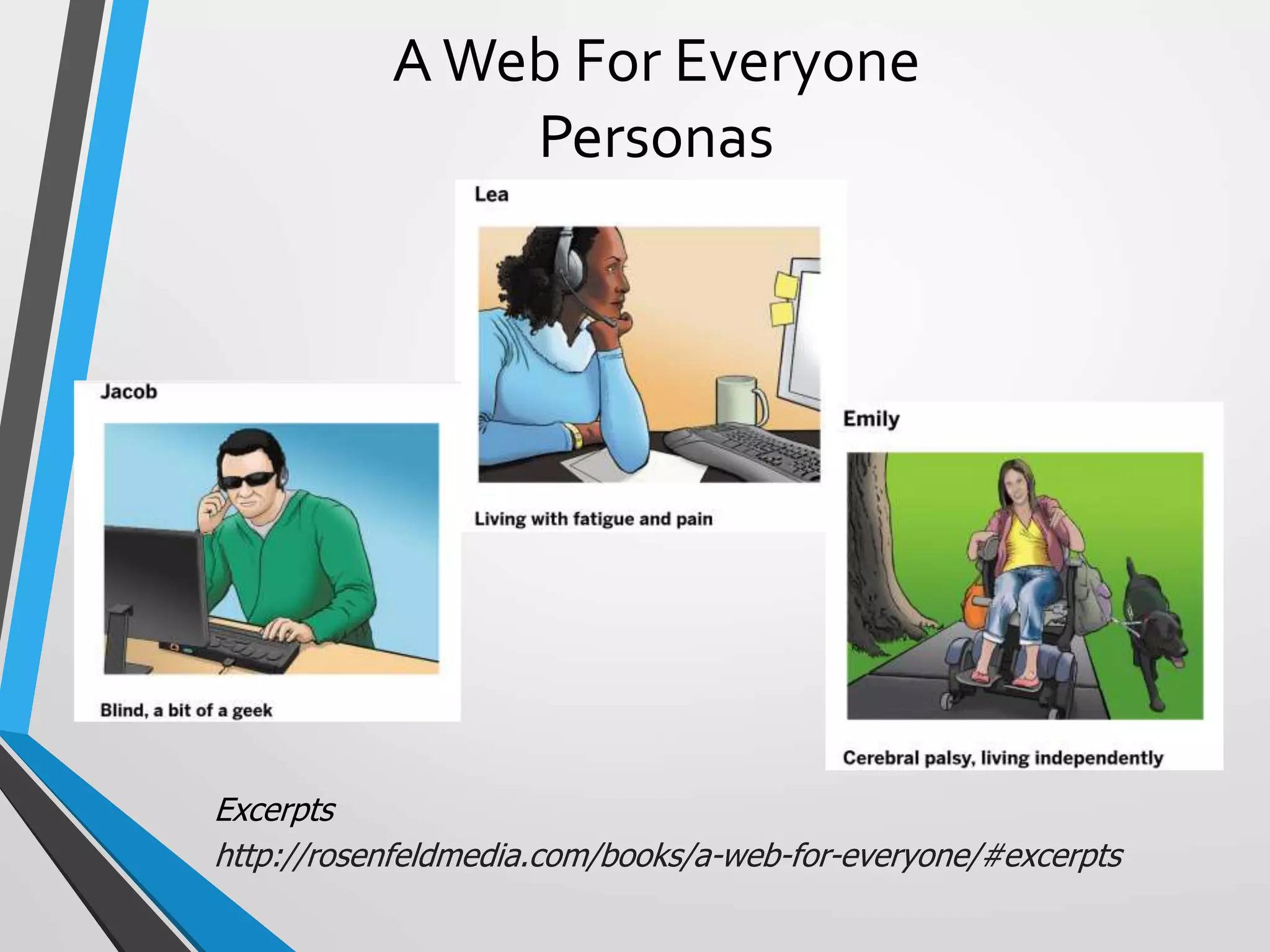 AWeb For Everyone
Personas
Excerpts
http://rosenfeldmedia.com/books/a-web-for-everyone/#excerpts
 