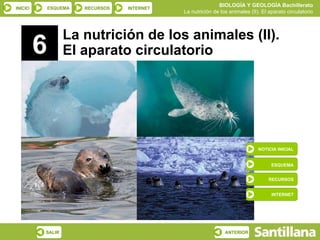 6 La nutrición de los animales (II). El aparato circulatorio NOTICIA INICIAL ESQUEMA RECURSOS INTERNET 