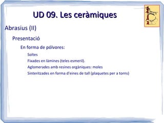 UD 09. Els plàstics Elaboració d'objectes de plàstic (V) Processos de conformació dels polímers (IV) Emmotllament per injecció Peces automoció, carcasses electrodo- mèstics. 