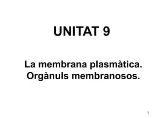 UNITAT 9

La membrana plasmàtica.
Orgànuls membranosos.


                          1
 