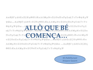 ALLÒ QUE BÉ
COMENÇA…
IES Rafelbunyol
Amparo Gasent
 