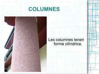 COLUMNES Les columnes tenen forma cilíndrica. 