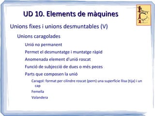 UD 10. Estàtica de màquines Màquina Sistema format per un o més conjunts mecànics 