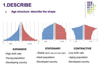 DEMOGRAPHIC PROFILES /
REGIMES
Different countries have different demographic profiles according to their
development level.
 