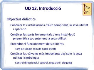 UD 12. Accionaments pneumàtics Continguts (II) El circuit pneumàtic (II) Distribució de l'aire comprimit 