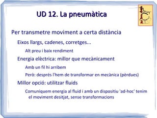 UD 12. Accionaments pneumàtics Continguts (III) Disseny de circuits Diagrames i representacions esquemàtiques 