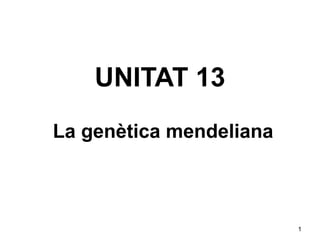 UNITAT 13
La genètica mendeliana



                         1
 