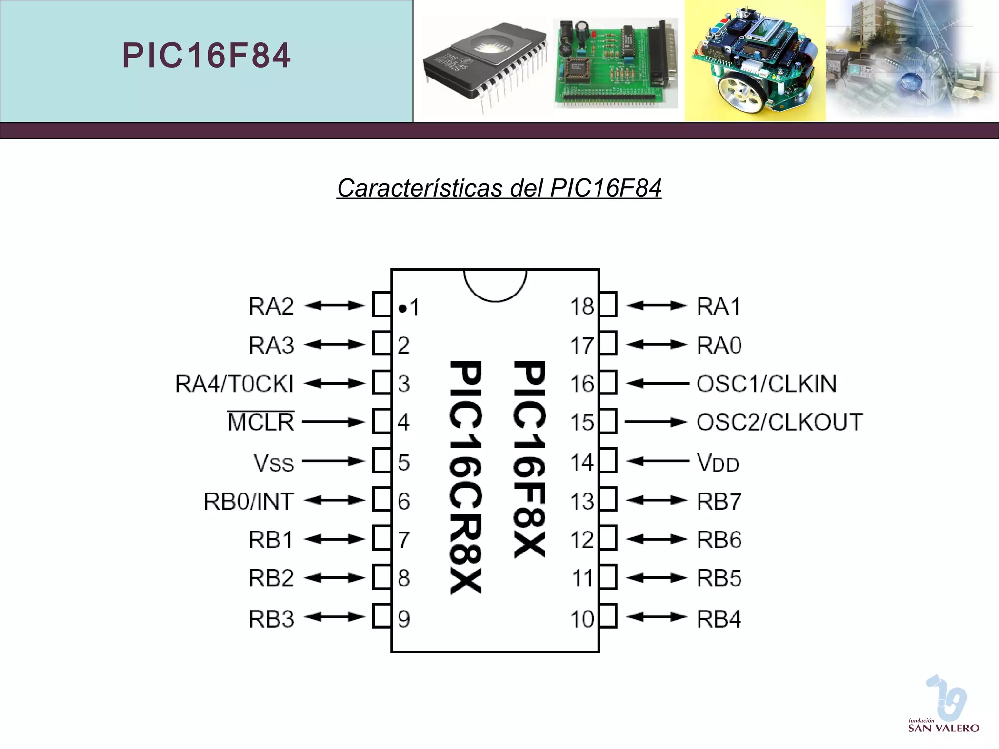 PIC16F84 
Características del PIC16F84 
 