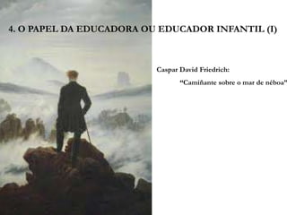 4. O PAPEL DA EDUCADORA OU EDUCADOR INFANTIL (I)

Caspar David Friedrich:

“Camiñante sobre o mar de néboa”

 