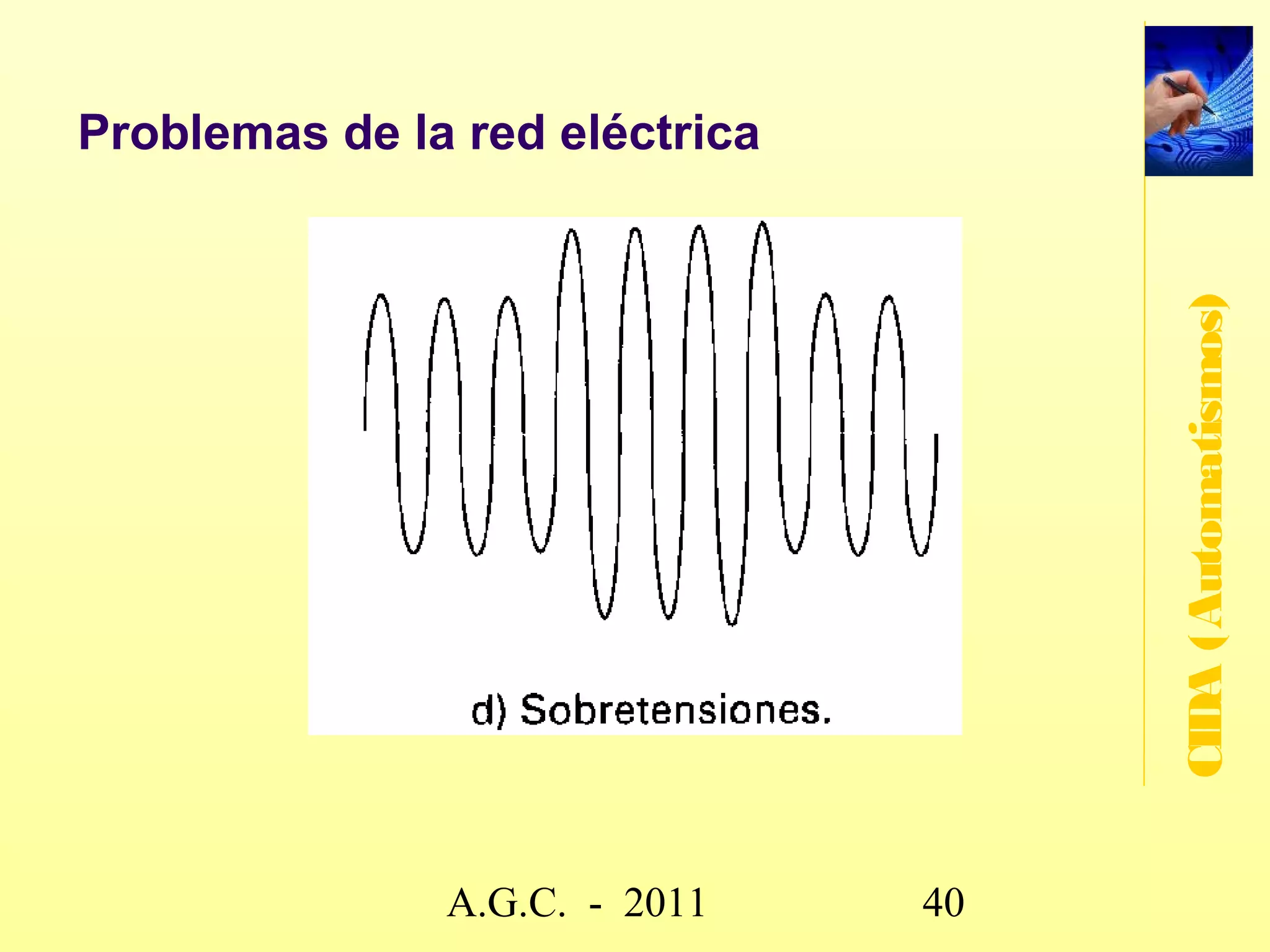 Topologías de red

   El principal inconveniente de los sistemas de




                                                       CIDA (Automatismos)
    automatización de edificios es el alto grado de
    cableado necesario para la instalación de la red
    de datos para tareas de control y vigilancia,
    debido sobretodo al cableado independiente de
    sensores y actuadores, hacia los módulos de
    control y regulación.




                     www.secciona2.tk (2012) 40
 