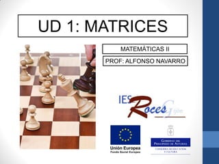 UD 1: MATRICES
PROF: ALFONSO NAVARRO
MATEMÁTICAS II
 