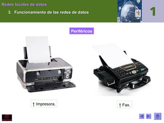 Redes locales de datos
3. Funcionamiento de las redes de datos

Periféricos

↑ Impresora.

↑ Fax.

 