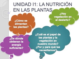 UNIDAD I1: LA NUTRICIÓN
EN LAS PLANTAS
 