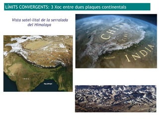 Vista satel·lital de la serralada
del Himalaya
LÍMITS CONVERGENTS: 3 Xoc entre dues plaques continentals
 